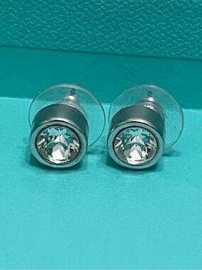 Touchstone Silver Crystal Stud Earrings - Clear